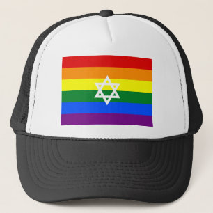Gay Jewish Pride Flag Trucker Hat