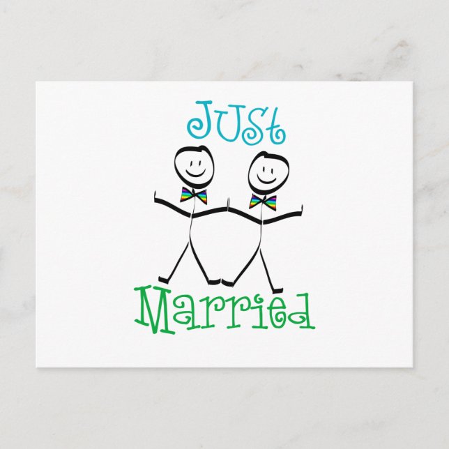 Gay Just Married Announcement Postcard (Front)