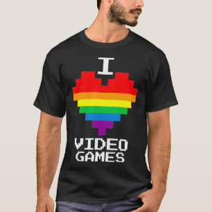 Gay Lesbian Gamer I Heart Love Video Games  Retro  T-Shirt
