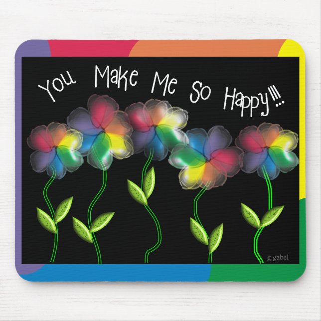 Gay Lesbian Rainbow Flowers Mouse Pad (Front)