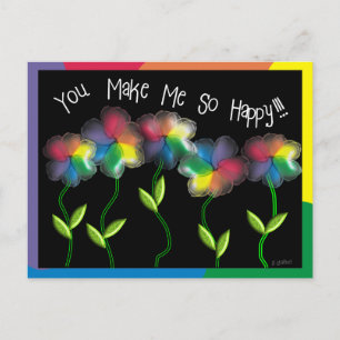 Gay Lesbian Rainbow Flowers Postcard