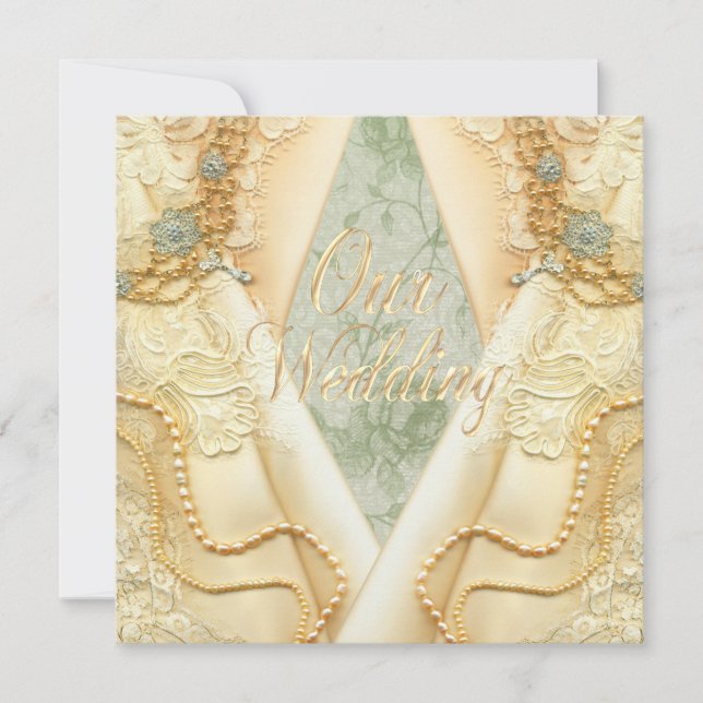 Gay Lesbian Two Brides Vintage Wedding Invitation (Front)