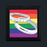 Gay Lesbian Wedding Gift Box<br><div class="desc">rainbow wedding band design</div>