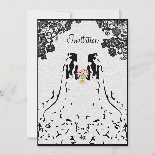 Gay Lesbian Wedding Invitation with Two Brides (Front)