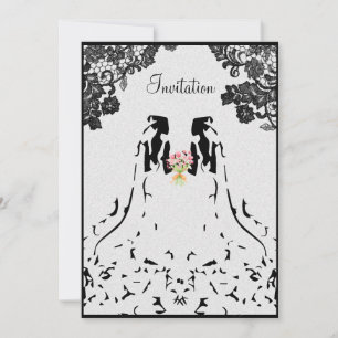 Gay Lesbian Wedding Invitation with Two Brides