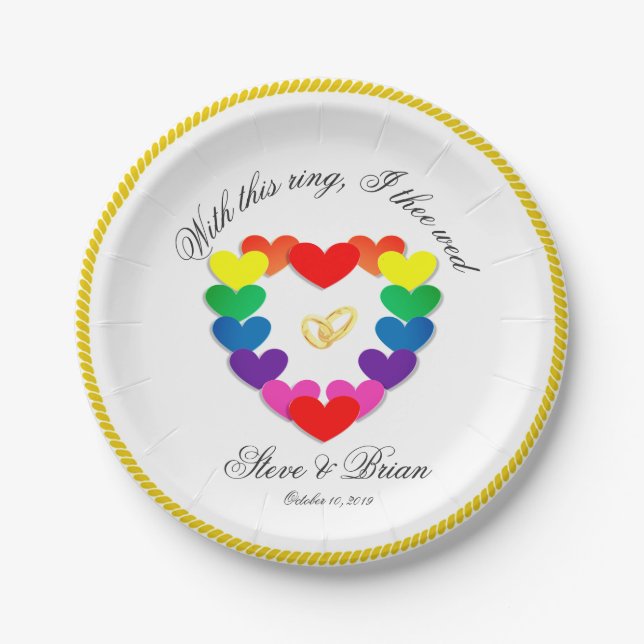 Gay Lesbian Wedding Party Custom Paper Plates (Front)