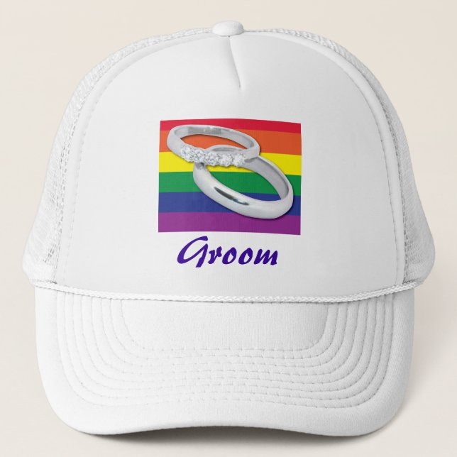 Gay Lesbian Wedding Trucker Hat (Front)