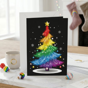 Gay LGBT Pride Rainbow Christmas Tree Merry Xmas Holiday Card