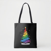 Gay LGBT Pride Rainbow Christmas Tree Merry Xmas