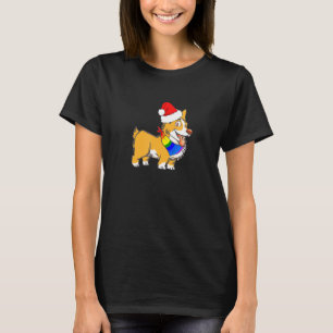 Gay Lgbtq Pride Christmas Cute Corgi Santa Hat Hol T-Shirt