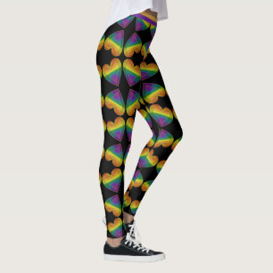 Gay LGBTQ Pride Month Love Rainbow Heart Pattern Leggings