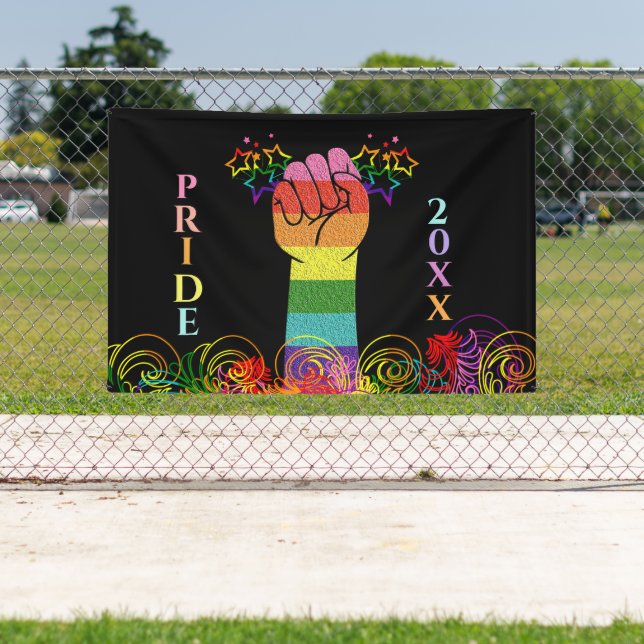 Gay LGBTQ Pride Month Love Wins Rainbow Custom Banner (Insitu)