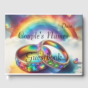 Gay Lgbtq, Rainbow Rings Wedding Guestbook