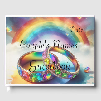 Gay Lgbtq, Rainbow Rings Wedding Guestbook