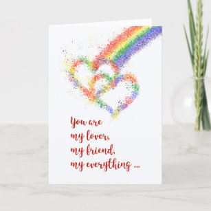 Gay Life Partner Anniversary Rainbow Hearts Card