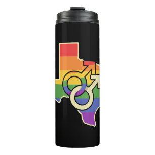 Gay Love Texas Map Design for proud LGBT+ Texans Thermal Tumbler