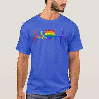 Gay Lovely LGBT Pride Heartbeat Lesbian Gays Love  T-Shirt
