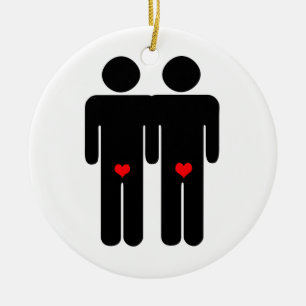 GAY LOVERS (2) CERAMIC TREE DECORATION