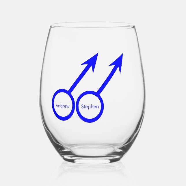 Gay Lovers Customisable Stemless Wine Glass (Front)