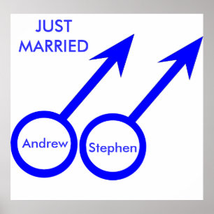 Gay Lovers Just Married Customisable Poster