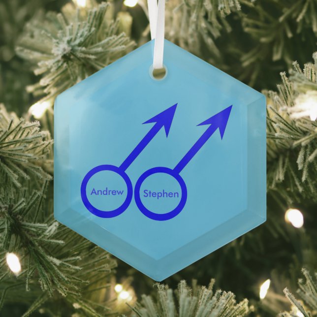 Gay Lovers Personalised Glass Ornament (Insitu)