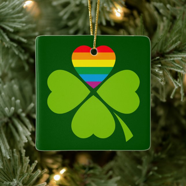 Gay Lucky Clover Ceramic Ornament (Tree)