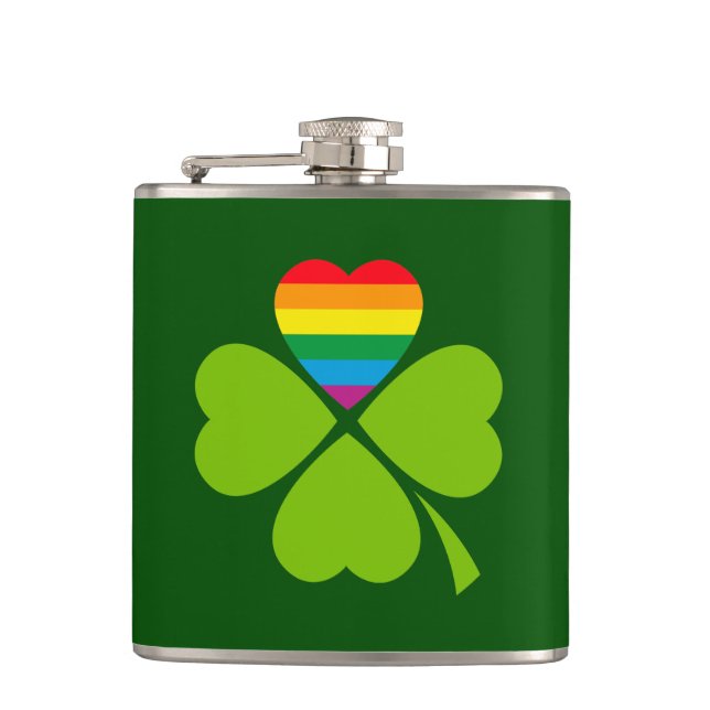 Gay Lucky Clover Hip Flask (Front)