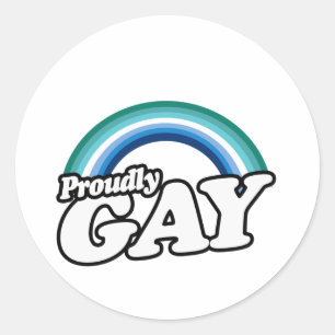 Gay Male and Proud Classic Round Sticker