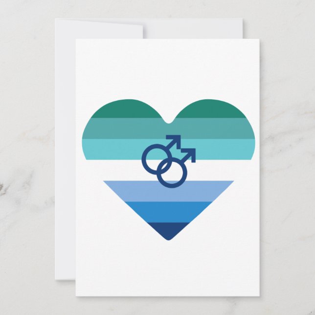 Gay Male Azure MLM Heart Holiday Card (Front)