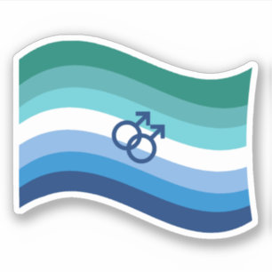 Gay Male Love Pride Azure Wavy Flag