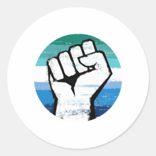 Gay Male Pride Fist Circle Print Classic Round Sticker