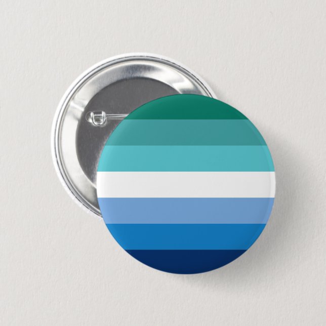 Gay Male Pride Flag (Azure) 6 Cm Round Badge (Front & Back)