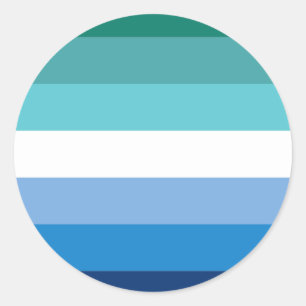 Gay Male Pride Flag (Azure) Classic Round Sticker