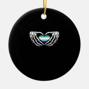 Gay Male Pride Skeleton Halloween Mlm Goth Heart C Ceramic Ornament