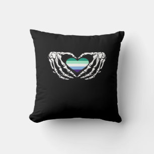 Gay Male Pride Skeleton Halloween Mlm Goth Heart C Cushion