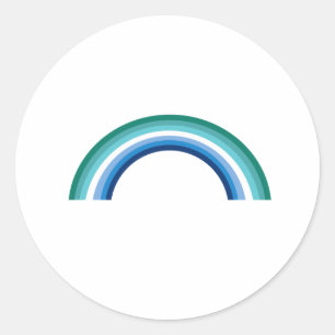 Gay Male Rainbow Azure Classic Round Sticker