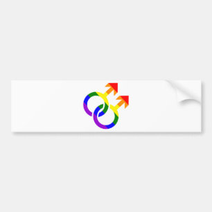 Gay male rainbow bumper sticker