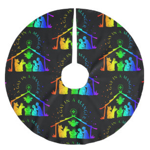 gay manger lgbtq christmas funny brushed polyester tree skirt