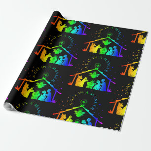 gay manger lgbtq christmas funny wrapping paper