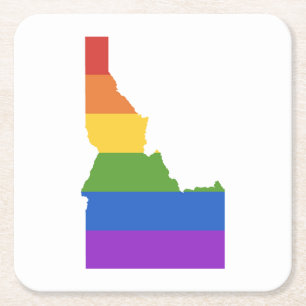 Gay Map of USA   State of Idaho Square Paper Coaster