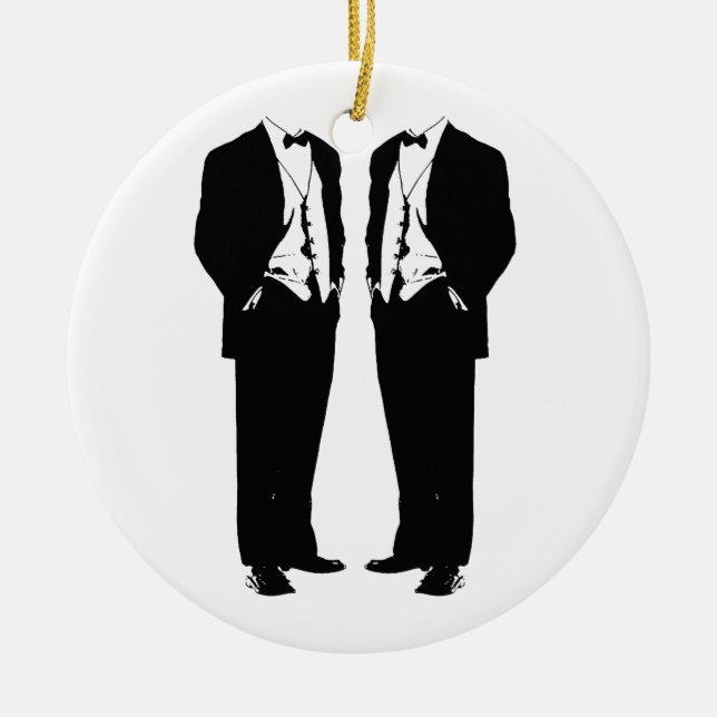 Gay Marriage Ceramic Tree Decoration (Front)
