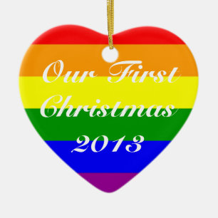 Gay Marriage First Christmas 2013 Ceramic Ornament