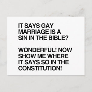 GAY MARRIAGE IS A SIN IN THE BIBLE POSTCARD