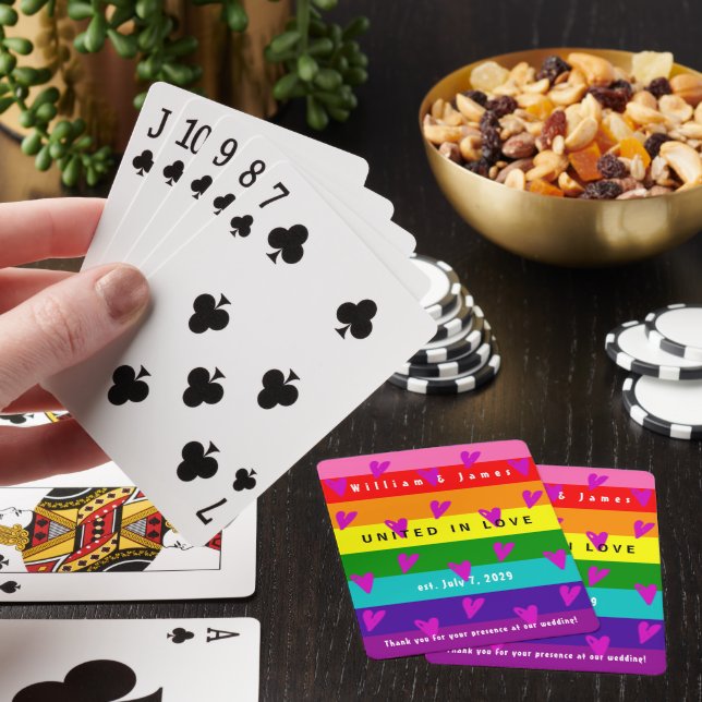 Gay Marriage LGBTQ Wedding Thank You Playing Cards (In Situ)