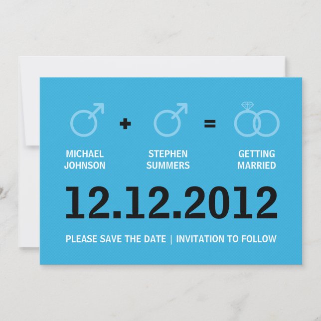 Gay Marriage Save the Date Male Version (Front)
