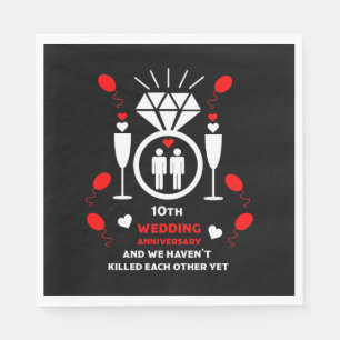 Gay Men 10th Wedding Anniversary   Banner Napkin