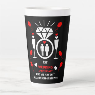 Gay Men 1st Wedding Anniversary  Latte Mug