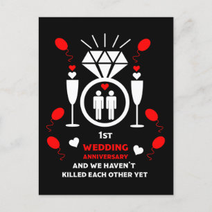 Gay Men 1st Wedding Anniversary  Postcard