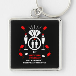 Gay Men 1sth Wedding Anniversary Banner Key Ring
