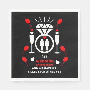 Gay Men 1sth Wedding Anniversary Banner Napkin